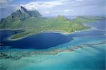 Aerial view, Tahiti, Bora Bora (Borabora), Society Islands, French Polynesia, South Pacific Islands, Pacific