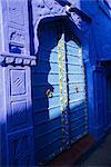 Elaborate blue door, The blue town of Jodhpur, Rajasthan, India,