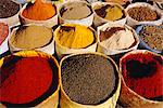 Sacks of spices, Ouarzazate market, Morocco, North Africa