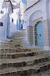 Houses and steps in Chefchaouen (Chaouen) (Chechaouen), Rif Region, Morocco, Africa
