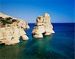 Île de formations, Kleftiko, roche volcanique de Milos, Cyclades, îles grecques, Grèce, Europe