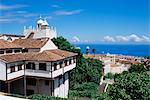 Maisons et vue sur la mer, La Orotava, Tenerife, îles Canaries, Espagne, Atlantique, Europe