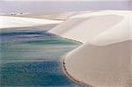 Lagoa Azul (Blue Lagoon) and sand dunes, Parque Nacional dos Lencois Maranhenses, Brazil, South America