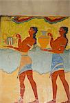 Mural paintings, Corridor of the Procession, Minoan, Knossos, island of Crete, Greece, Mediterranean, Europe