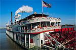 Paddel-Dampfer ""Natchez"", am Rande des Mississippi in New Orleans, Louisiana, Vereinigte Staaten von Amerika