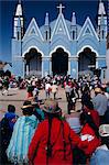 Locals gathering ata church, Puno, Peru, South America
