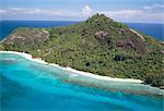 Aerial, Ile Therese, northwest coast, island of Mahe, Seychelles, Indian Ocean, Africa