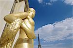 Statues at Trocadero and Eiffel Tower, Paris, France, Europe