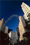 City Hall Park und Wolkenkratzer, New York City, New York, Vereinigte Staaten von Amerika, Nordamerika