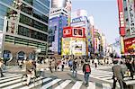 People on street crossing at Shinjuku-dori Road, Shinjuku, Tokyo, Japan, Asia