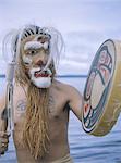 Shaman mask, Queen Charlotte Islands, British Columbia (B.C.), Canada, North America