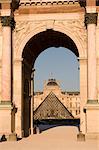 Musee du Louvre and Arc de Triomphe du Carrousel, Paris, France, Europe