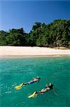 Couple snorkelling, Chapera island (Contadora), Las Perlas archipelago, Panama, Central America