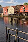 Merchants warehouses along the Nidelva, Trondheim, Norway, Scandinavia, Europe