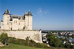 The Chateau de Saumur overlooking the River Loire and city, Maine-et-Loire, Pays de la Loire, France, Europe