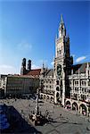 Hôtel de ville sur la place Marienplatz, Munich, Bavière, Allemagne, Europe