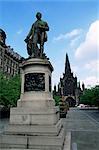 Statue of David Livingstone and the cathedral, Glasgow, Scotland, United Kingdom, Europe