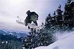 Snowboarder, Mount Rainier, Washington State, United States of America (U.S.A.), North America