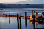 Crabe pots sur le pont, quai Grayland, Grays Harbor County, près de la côte de Westport, Washington, l'état de Washington, États-Unis d'Amérique, Amérique du Nord