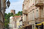 Pilies Gatve avec le vieux château dans le fond, Vilnius, Lituanie, pays baltes, l'Europe
