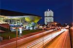 BMW Welt and Headquarters illuminated at night, Munich (Munchen), Bavaria, Germany, Europe