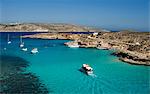 Vue aérienne du Blue Lagoon, l'île de Comino, Malte, la Méditerranée, l'Europe