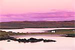 Sand Wick and Hillswick at sunset, Eshaness Peninsula, Northmavine, Shetland Islands, Scotland, United Kingdom, Europe