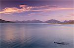 Sunset over Luskentyre Bay, at low tide, west coast of South Harris, Outer Hebrides, Scotland, United Kingdom, Europe