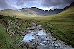 The Cuillins range from Glen Brittle, Isle of Skye, Inner Hebrides, Highland region, Scotland, United Kingdom, Europe