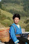 Woman of Yao minority, Longsheng terraced ricefields, Guilin, Guangxi Province, China, Asia