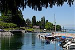 Marina, Quai Baron de Blonay, Evian-les Bains, Lake Geneva (Lac Leman), Haute-Savoie, France, Europe