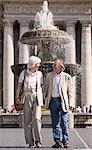 Senior tourists sightseeing in St. Peters Square, Rome, Lazio, Italy, Europe