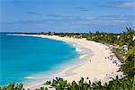 Elevated view of Baie Longue (Long Bay) beach, St. Martin (St. Maarten), Leeward Islands, West Indies, Caribbean, Central America