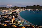 Erhöhten Blick über Great Bay und die niederländische Hauptstadt Philipsburg, St. Maarten, Niederländische Antillen, Inseln über dem Winde, Westindien, Caribbean, Mittelamerika