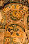 Fresques de rupestres byzantines Karanlik Kilise de Goreme Musée en plein Air (église de Dark), patrimoine mondial de l'UNESCO, Göreme, Cappadoce, Anatolie, Turquie, Asie mineure, Eurasie