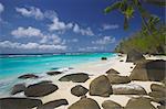 Felsen am tropischen Strand, Seychellen, Indischer Ozean, Afrika