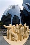 The Illuminated Crowd sculpture in downtown Montreal, Quebec, Canada, North America