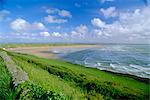 Looking south along Saunton Sands and Braunton Burrows near Barnstaple, North Devon, England, UK