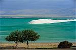 Mined sea salt at shallow south end of the Dead Sea near Ein Boqeq, Israel, Middle East