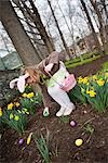 Little Girl Looking for Easter Eggs