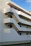 Isokon Flats, Lawn Road, Belsize Park, NW3. Built 1933 - 34, restored 2004. Balconies and external stairs. Architect: Wells Coates Avanti Architects
