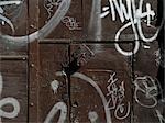 Graffiti sur gate, Spitalfields, Londres.