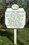 Placard, Berkeley Plantation, Virginia. Site of the 1st official thanksgiving in 1619.