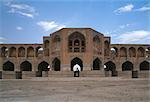 Khwazi Bridge, Isfahan, 1650. A combination of bridge and dam that includes sluices and pavilions for tea rooms.