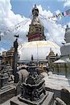 Swayambhunath or Monkey Temple, Kathmandu, Nepal. Stupa and dome.