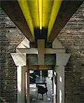 Jungle House, Tepotzlan. Entrance to bedroom. Architect: Sergio Puente and Ada Dewes