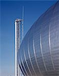 Glasgow Science Centre, Scotland. Tower behind Imax. Architect: Building Design Partnership