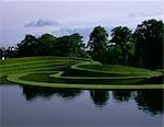 Landforum, Scottish National Gallery of Modern Art. Lake and terracing. Architect: Charles Jencks