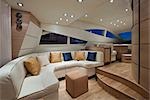 View of Living Area Aboard Abacus 62 Motorboat