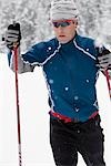 Close-up of Man Cross Country skiing, Whistler, British Columbia, Canada